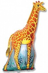 Фольгированный шар Жираф, фигура, оранжевый, с гелием