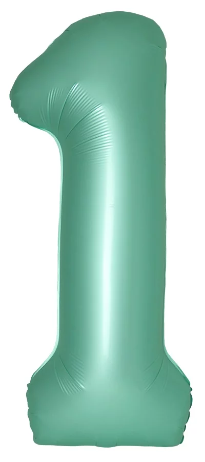 Шар-цифра из фольги 1 сатин тиффани, slim (тонкая), 102 см 