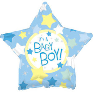 С рождением мальчика ( шар фольгированный звезда 45 см)