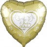Шар фольгированный, Сердце, С Днем Свадьбы! (голуби), Золото, 45см, с гелием