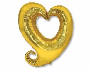 Сердце вензель золотое Фольгированный шар