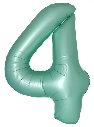 Шар-цифра из фольги 4 сатин тиффани, slim (тонкая), 102 см   