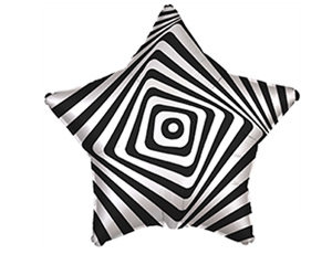 Иллюзия серебристо-черная, фольгированный шар с гелием,звезда 46 см