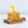 Свечка цифра 7 желтая для торта в стиле Конструктор, 1 шт, 4.5 см  