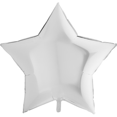 Звезда белая, фольгированный шар с гелием, 90 см, металлик