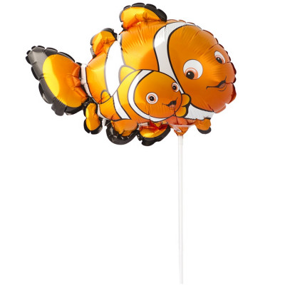 Шар на палочке Рыбки клоуны, мини-фигура из фольги, с воздухом   