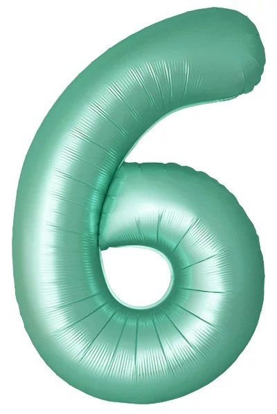 Шар-цифра из фольги 6 сатин тиффани, slim (тонкая), 102 см  