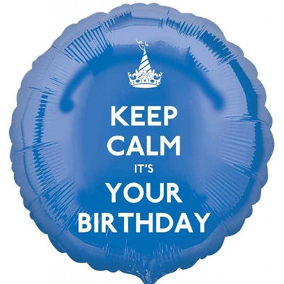 Расслабьтесь у вас день рождения, фольгированный шар с гелием, круг, синий, 45 см