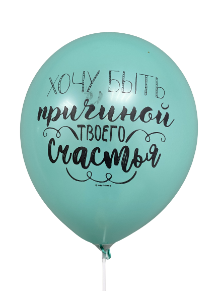 Шары с приколами Хочу быть причиной твоего счастья/Счастье быть с тобою рядом (зеленый), воздушные с гелием, 30 см
