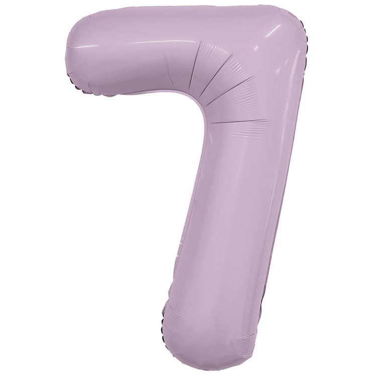 Шар цифра 7 из фольги нежно сиреневая орхидея, матовый, slim (тонкая) 102 см, с гелием  