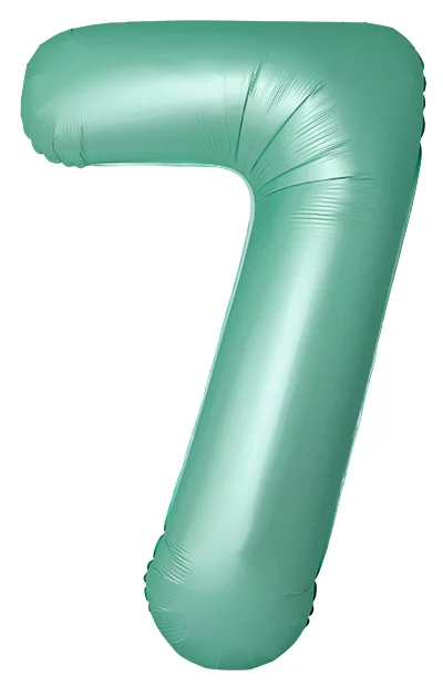 Шар-цифра из фольги 7 сатин тиффани, slim (тонкая), 102 см   
