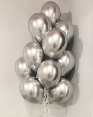 Воздушные шары Хром серебряный, латексные шары с гелием, 30 см 