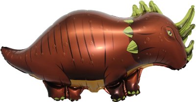 Динозавр Трицератопс коричневый, фольгированный шар с гелием, фигура 97 см