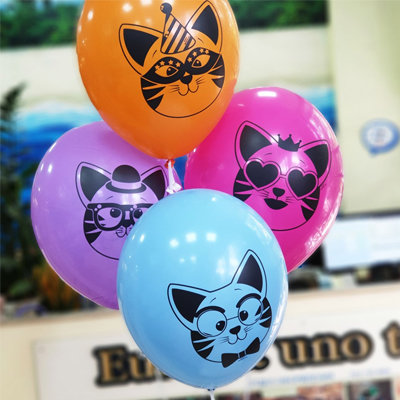 Котики, воздушный шар с гелием, латексный, 30 см, 1 шт