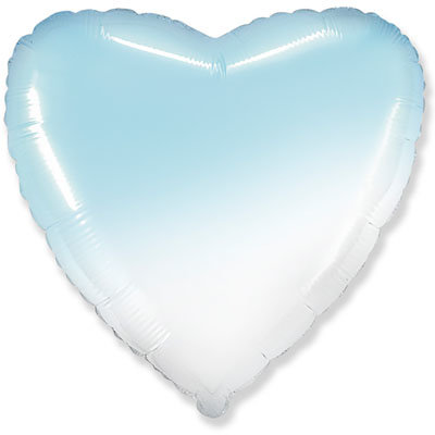 Градиент голубой, сердце из фольги с гелием, 60 см
