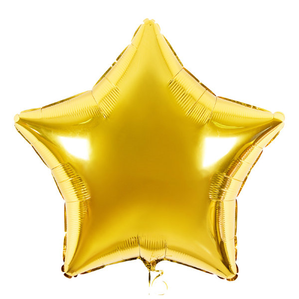 Звезда золотая, фольгированный шар с гелием, 45 см