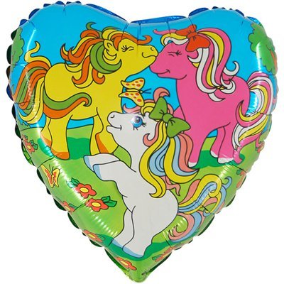 Веселые пони, фольгированный шар, сердце 45 см