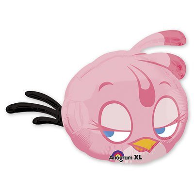 Розовая птичка Angry birds, шар из фольги с гелием, фигура 68х53 см