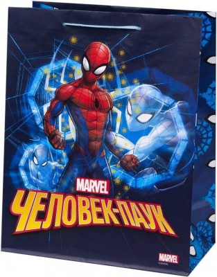 Пакет подарочный Человек-паук Ночной защитник, 32х26х13 см, темно-синий