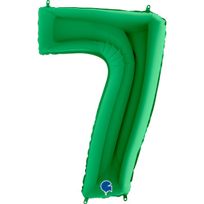 Цифра 7 с гелием из фольги, зеленая, 102 см    