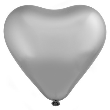 Шар латексный, сердце, хром, серебряный, 30 см, с гелием