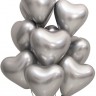 Шар латексный, сердце, хром, серебряный, 30 см, с гелием