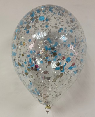 Шар латексный, с конфетти, микс (серебро и голубой), 30 см, с гелием