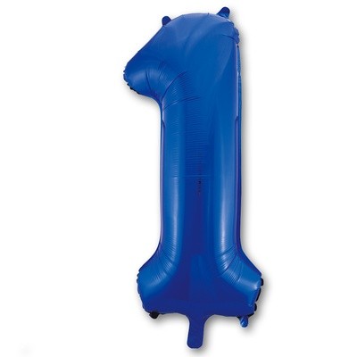 Фольгированный шар Цифра 1, синий, на грузе, 102 см  