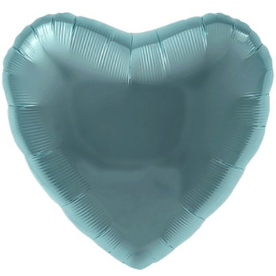 Бирюзовое сердце из фольги, с гелием, 80 см