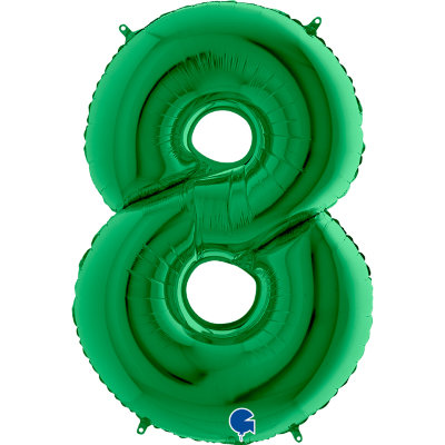 Цифра 8 с гелием из фольги, зеленая, 102 см 