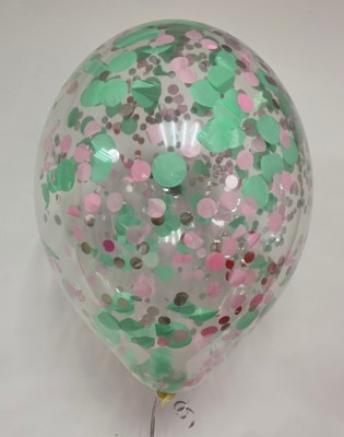 Шар латексный, с конфетти, микс (серебро, розовый, бирюзовый), 30 см, с гелием