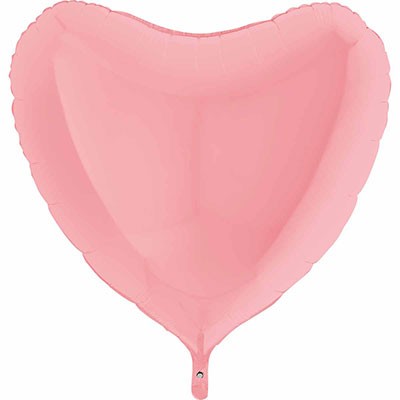 Шар сердце розовый, 91см, Пастель (матовая поверхность) Matte Pink