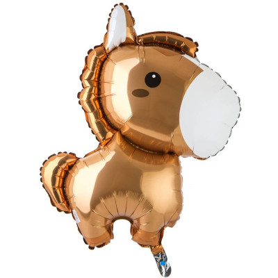 Фольгированный шар Лошадка коричневая, фигура, с гелием, 1 шт