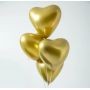Шар латексный, сердце, хром, золотой, 30 см, с гелием