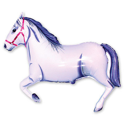 Лошадь белая, шар из фольги с гелием фигура