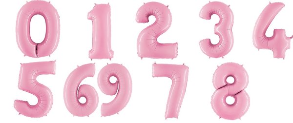 Цифра из фольги с гелием светло-розовая 102 см 