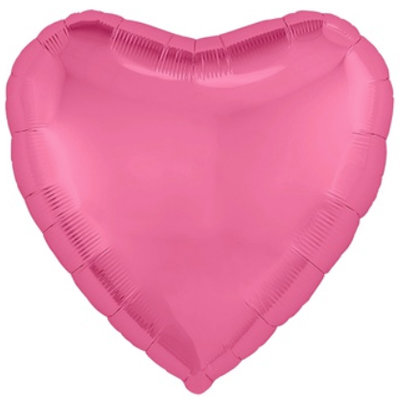 Ярко-розовое сердце из фольги, с гелием, 60 см   