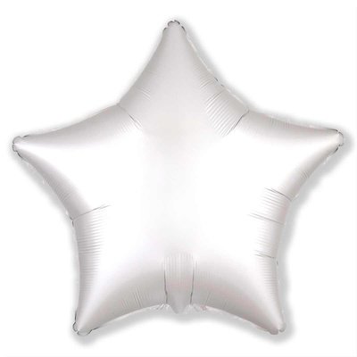 Звезда Белая Сатин, фольгированный шар с гелием, 45 см