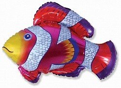 Рыба-клоун, фольгированный шар с гелием, цвет темно-розовый,фигура 