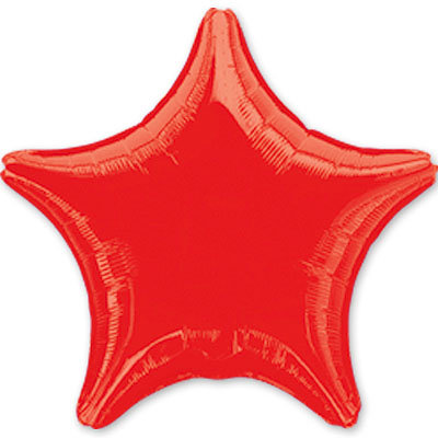 Звезда красная, шар с гелием из фольги, 45 см