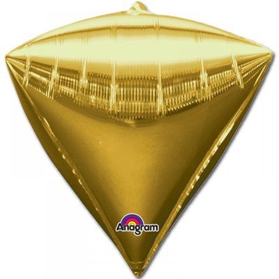 Шар из фольги 3D Кристалл (алмаз), золотой, с гелием