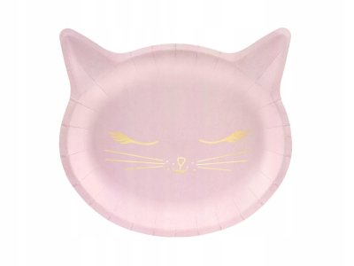Тарелки бумажные одноразовые Розовая кошка, 22 см, 6 шт