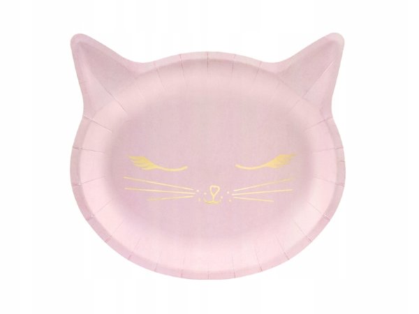 Тарелки бумажные одноразовые Розовая кошка, 22 см, 6 шт