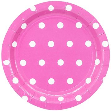 Тарелка Горошек ярко-розовая 17см 6шт