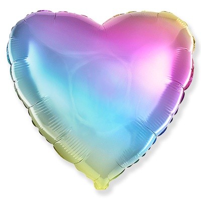 Фольгированный шар сердце Нежная радуга, 45 см, с гелием