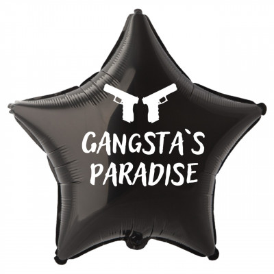 Фольгированный шар с надписью Gangsta paradise, звезда, черный, 45 см, с гелием   