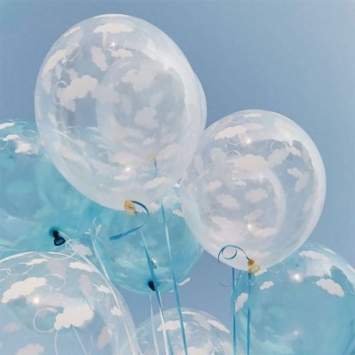 Воздушные шары Облака белые, с гелием, латексные, прозрачные кристалл, 30 см 