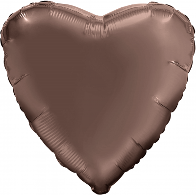 Фольгированный шар Сердце какао, сатин, 45 см, с гелием 