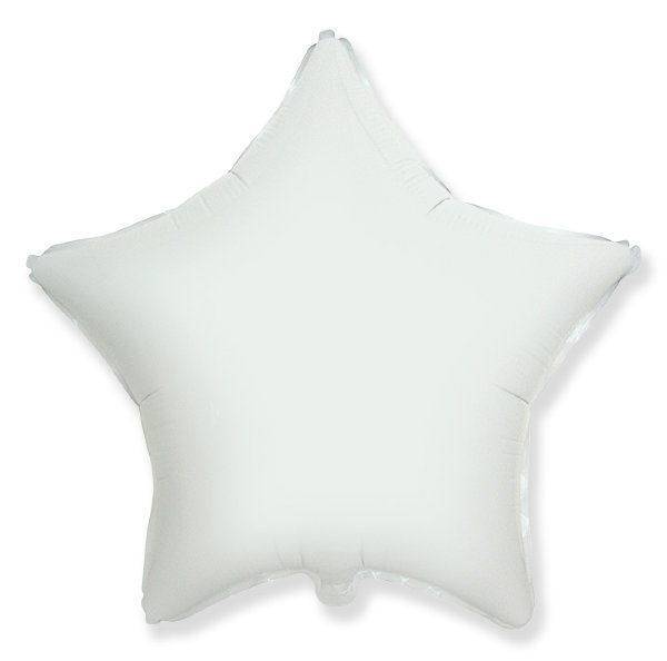 Звезда белая матовая, фольгированный шар с гелием, 45 см