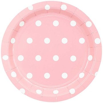 Тарелка Горошек розовая 17см 6шт